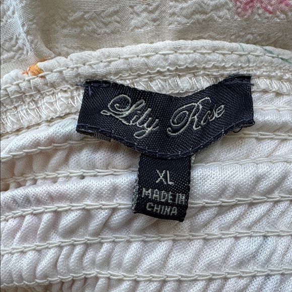 Lily Rose ivory pink floral ruffle cap spaghetti strap sweetheart midi dress XL - Picture 14 of 15